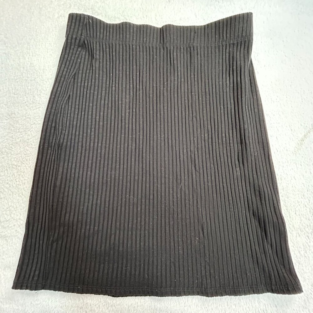Eileen Fisher Womens Ribbed Black Pull-On Pencil Skirt Size Medium Petite Casual